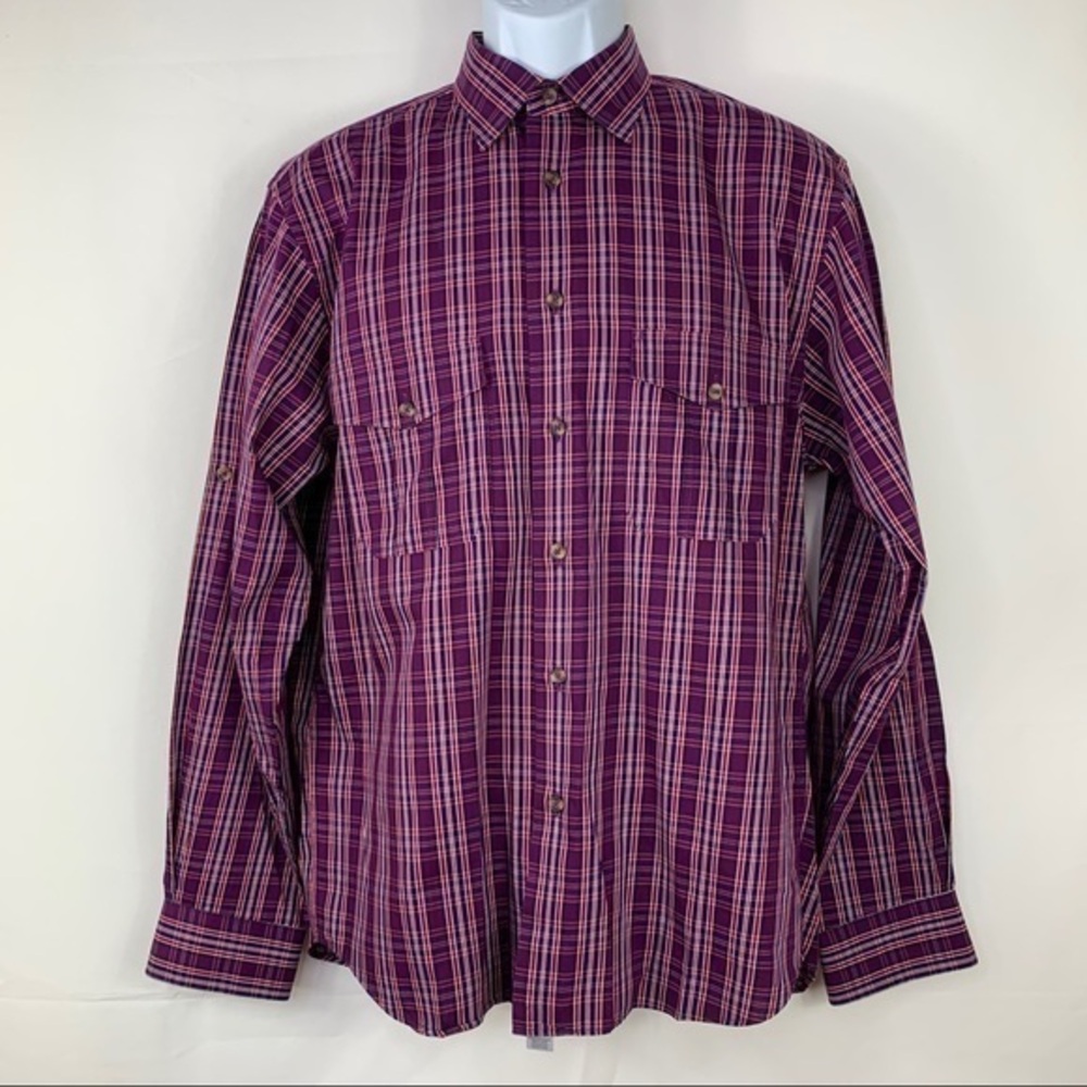 Paul Fredrick Men’s Casual shirt purple striped M